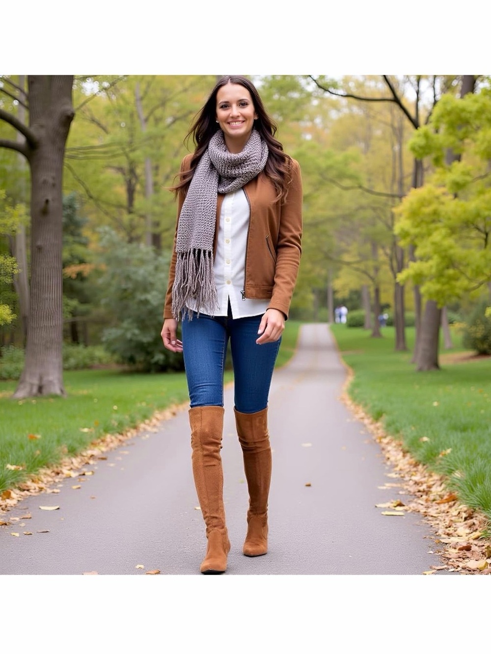 Over-the-Knee Suede Block Heel Boots — Brown